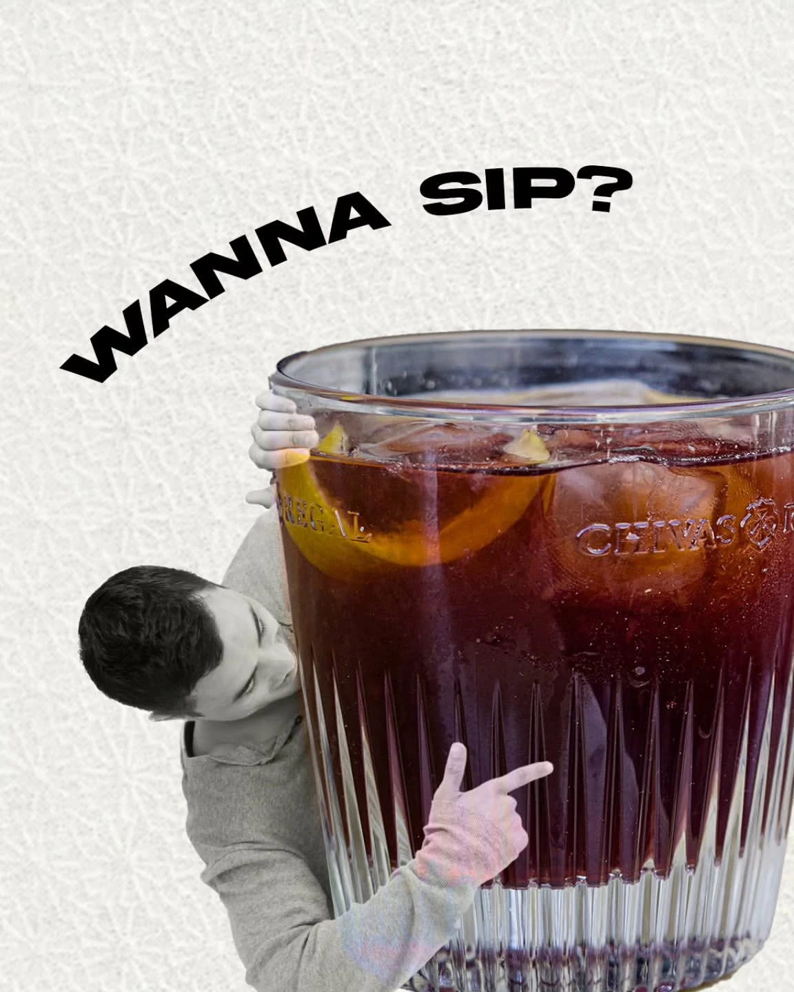Bodega Instagram post: a giant Chivas Regal cocktail with the caption Wanna sip?